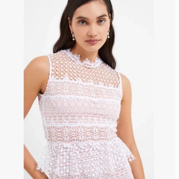 French Connection NWT Ramona Lace Jersey Dress, White - Size 0 - Picture 2 of 8